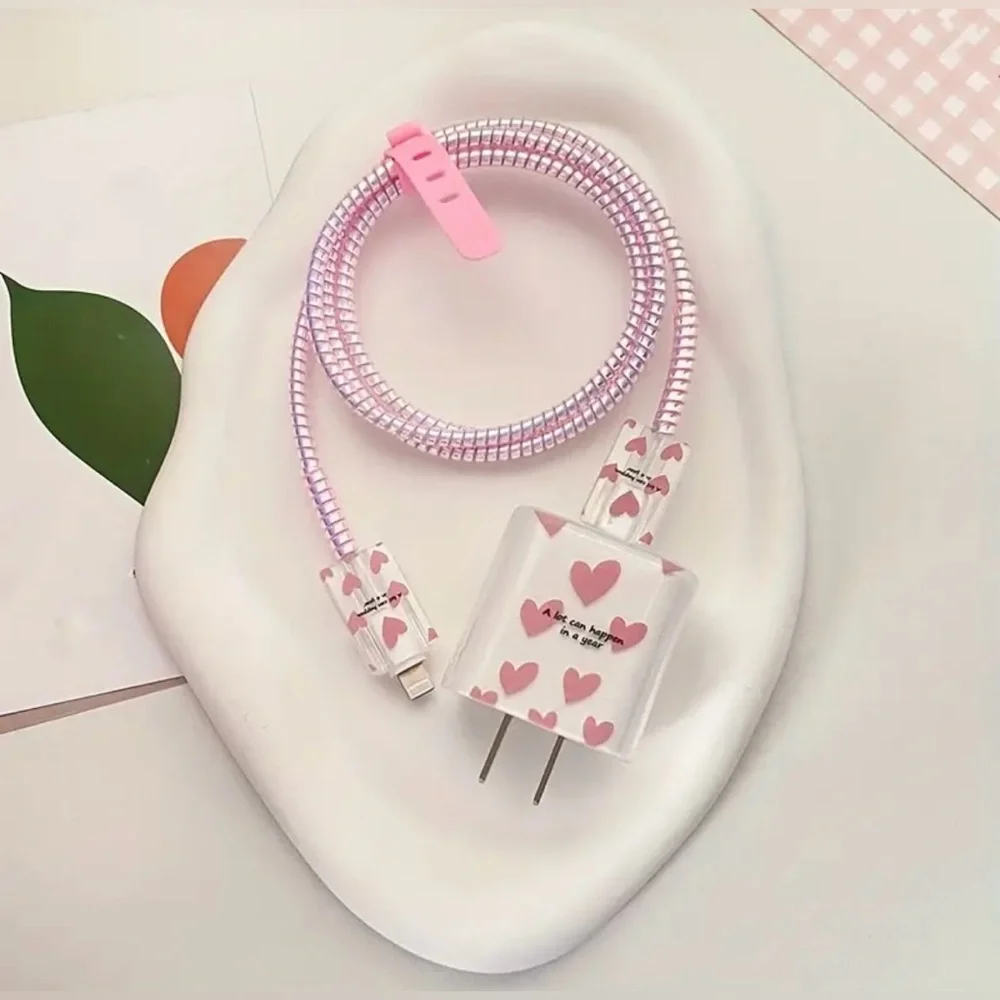 Brand New Pink Love 5pcs. Charger Protection Kit